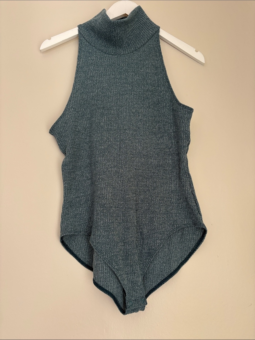 Sleeveless Turtleneck Knit Bodysuit - Teal